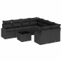 Conjunto de sofá de jardín 9 pcs Negro 55 x 55 x 37 cm