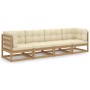4-seater garden sofa with solid pine wood cushions by vidaXL, Outdoor sofas - Ref: Foro24-3076412, Price: 413,20 €, Discount: %