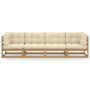 4-seater garden sofa with solid pine wood cushions by vidaXL, Outdoor sofas - Ref: Foro24-3076412, Price: 413,20 €, Discount: %
