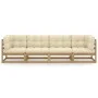Gartensofa 4-Sitzer mit Kissen massivem Kiefernholz von vidaXL, Outdoor-Sofas - Ref: Foro24-3076412, Preis: 426,83 €, Rabatt: %