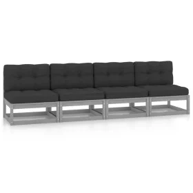 4-seater garden sofa with solid pine wood cushions by vidaXL, Outdoor sofas - Ref: Foro24-3076391, Price: 399,25 €, Discount: %