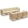 Muebles de jardín 8 piezas con cojines de madera de pino maciza de vidaXL, Conjuntos de jardín - Ref: Foro24-3076422, Precio:...