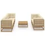 Muebles de jardín 8 piezas con cojines de madera de pino maciza de vidaXL, Conjuntos de jardín - Ref: Foro24-3076422, Precio:...
