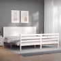 Weißer Massivholzbettrahmen mit Kopfteil 200x200 cm von vidaXL, Betten und Lattenroste - Ref: Foro24-3194657, Preis: 210,62 €...