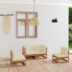 4-piece garden furniture set with solid pine wood cushions by vidaXL, Garden sets - Ref: Foro24-3076432, Price: 433,20 €, Dis...