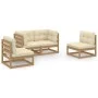 4-piece garden furniture set with solid pine wood cushions by vidaXL, Garden sets - Ref: Foro24-3076432, Price: 426,83 €, Dis...