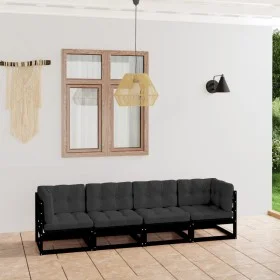 4-seater garden sofa with solid pine wood cushions by vidaXL, Outdoor sofas - Ref: Foro24-3076413, Price: 444,29 €, Discount: %