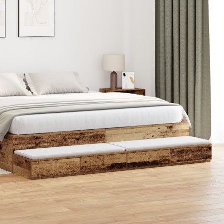 Cajones de cama en madera vieja 180x36,5x16,5 cm de madera ingenierizada de , Mesitas de noche - Ref: Foro24-866985, Precio: ...