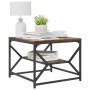 Mesa de café con estante de roble ahumado 51x50x40 cm de madera