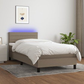 Cama box spring colchón y luces LED gris taupe 80x200 cm Cama box spring colchón y luces LED gris taupe 80x200 cm