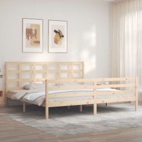 Estructura de cama con cabecero madera maciza 200x200 cm de vidaXL, Camas y somieres - Ref: Foro24-3194006, Precio: 142,86 €,...