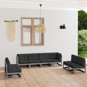 Garden furniture set 8 pieces and gray pine wood cushions by vidaXL, Garden sets - Ref: Foro24-3076481, Price: 806,09 €, Disc...