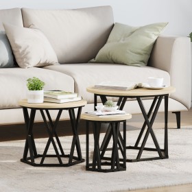 Mesas Laterales Anidadas 3 piezas Madera de Roble Sonoma by , Coffee table - Ref: Foro24-868256, Price: 72,79 €, Discount: %
