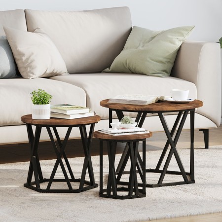 Mesas Auxiliares Nesting 3 pcs Madera de Roble Ahumada de , Mesas de centro - Ref: Foro24-868257, Precio: 73,30 €, Descuento: %