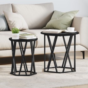 Mesas Laterales 2 pcs de Madera de Roble Negra