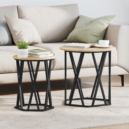 Mesas Laterales 2 pcs Madera Ingenierizada de Roble Sonoma de , Mesas de centro - Ref: Foro24-868262, Precio: 61,07 €, Descue...