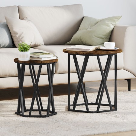 Mesas Laterales 2 pcs de Madera de Roble Ahumado de , Mesas de centro - Ref: Foro24-868263, Precio: 61,75 €, Descuento: %