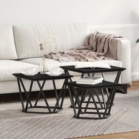 Mesas Laterales 3 pcs Madera de Roble Negra