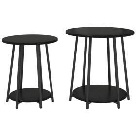 Mesa Lateral 2 pcs Negra de Madera y Metal von , Seitentische - Ref: Foro24-869702, Preis: 70,79 €, Rabatt: -5%%