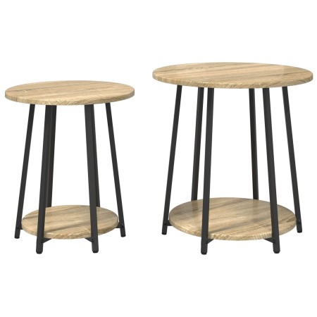 Mesa auxiliar de 2 piezas en madera de roble sonoma y metal de , Mesas auxiliares - Ref: Foro24-869703, Precio: 63,11 €, Desc...