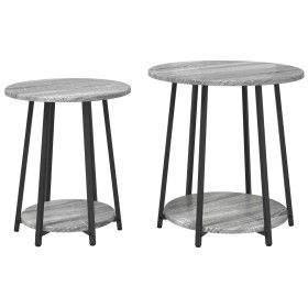 Mesa Lateral 2 pcs Gris Sonoma de Madera y Metal by , Side tables - Ref: Foro24-869705, Price: 65,07 €, Discount: %