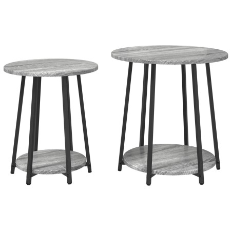Mesa Lateral 2 pcs Gris Sonoma de Madera y Metal de , Mesas auxiliares - Ref: Foro24-869705, Precio: 64,99 €, Descuento: %