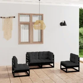 Gartenmöbelset 4 Stück und Kissen aus massivem Kiefernholz von vidaXL, Gartensets - Ref: Foro24-3076433, Preis: 444,29 €, Rab...