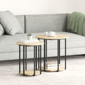 Mesa auxiliar de 2 piezas de madera de roble Sonoma y metal by , Side tables - Ref: Foro24-869715, Price: 66,61 €, Discount: %