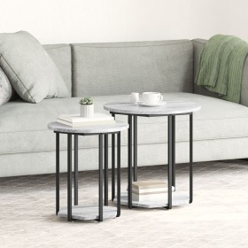 Mesa Lateral 2 pcs Gris Sonoma de Madera y Metal by , Side tables - Ref: Foro24-869717, Price: 68,53 €, Discount: %