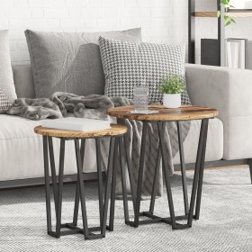 Mesa lateral de 2 piezas hecha de madera reciclada, tablero de madera y metal by , Side tables - Ref: Foro24-869724, Price: 5...