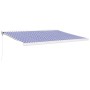 Toldo retráctil aluminio y tela azul y blanco 4x3 m