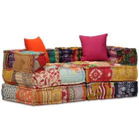 Puf modular de 2 plazas de tela patchwork by , Cushions for chairs and sofas - Ref: Foro24-244977, Price: 293,01 €, Discount: %