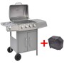 Barbacoa grill de gas 4+1 quemadores plateada de , Barbacoas - Ref: Foro24-273791, Precio: 295,51 €, Descuento: %
