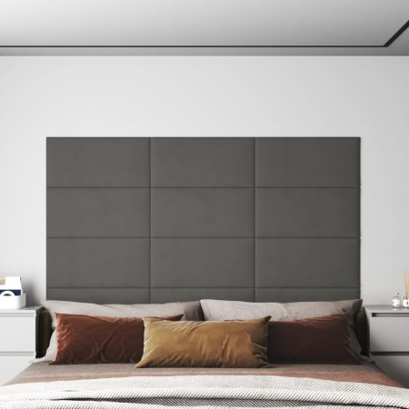 Paneles de pared 12 uds terciopelo gris oscuro 60x30 cm 2,16 m² de , Recubrimiento de paredes - Ref: Foro24-343864, Precio: 5...
