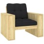 Silla de jardín y cojines negro madera pino impregnada von , Gartenstühle - Ref: Foro24-3065748, Preis: 176,64 €, Rabatt: %
