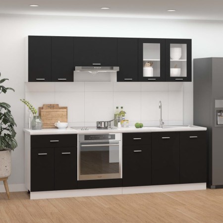 Juego de muebles de cocina 8 piezas madera de ingeniería negro von , Küchenschränke - Ref: Foro24-3067648, Preis: 496,12 €, R...