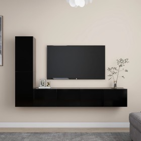 Set de muebles de salón TV 4 pzas madera de ingeniería negro von , TV-Möbel - Ref: Foro24-3078779, Preis: 144,79 €, Rabatt: -5%%