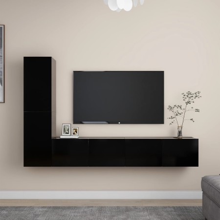 Set de muebles de salón TV 4 pzas madera de ingeniería negro von , TV-Möbel - Ref: Foro24-3078779, Preis: 144,79 €, Rabatt: -5%%