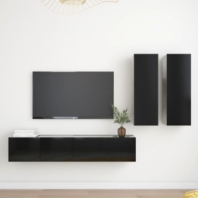Set de muebles de salón TV 4 piezas madera de ingeniería negro von , TV-Möbel - Ref: Foro24-3078791, Preis: 172,20 €, Rabatt:...