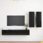 Set de muebles de salón TV 4 piezas madera de ingeniería negro by , TV Furniture - Ref: Foro24-3078791, Price: 166,35 €, Disc...
