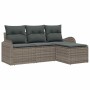 Conjunto de sofá de jardín con cojín 4 pcs Gris Poliratán