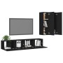 Set de muebles de salón TV 4 piezas madera de ingeniería negro by , TV Furniture - Ref: Foro24-3078791, Price: 166,35 €, Disc...