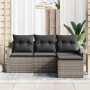 Conjunto de sofá de jardín con cojín 4 pcs Gris Poliratán