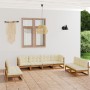 8-piece garden furniture set with solid pine wood cushions by vidaXL, Garden sets - Ref: Foro24-3076482, Price: 866,93 €, Dis...