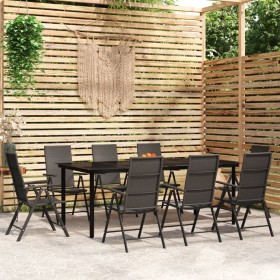 Juego de comedor para jardín 9 piezas negro de , Conjuntos de jardín - Ref: Foro24-3099106, Precio: 653,39 €, Descuento: %