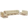 8-teiliges Gartenmöbel-Set mit Kissen aus massivem Kiefernholz von vidaXL, Gartensets - Ref: Foro24-3076482, Preis: 855,28 €,...