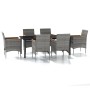 Juego de comedor de jardín 7 piezas con cojines gris y negro by , Garden sets - Ref: Foro24-3099339, Price: 602,10 €, Discoun...