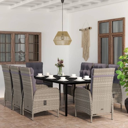 Juego de comedor de jardín 9 piezas gris y negro by , Garden sets - Ref: Foro24-3099364, Price: 1,00 €, Discount: %