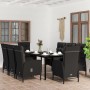 Juego de comedor de jardín 9 piezas con cojines negro