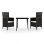 Juego de comedor de jardín 3 piezas con cojines negro von , Gartensets - Ref: Foro24-3099443, Preis: 379,66 €, Rabatt: %